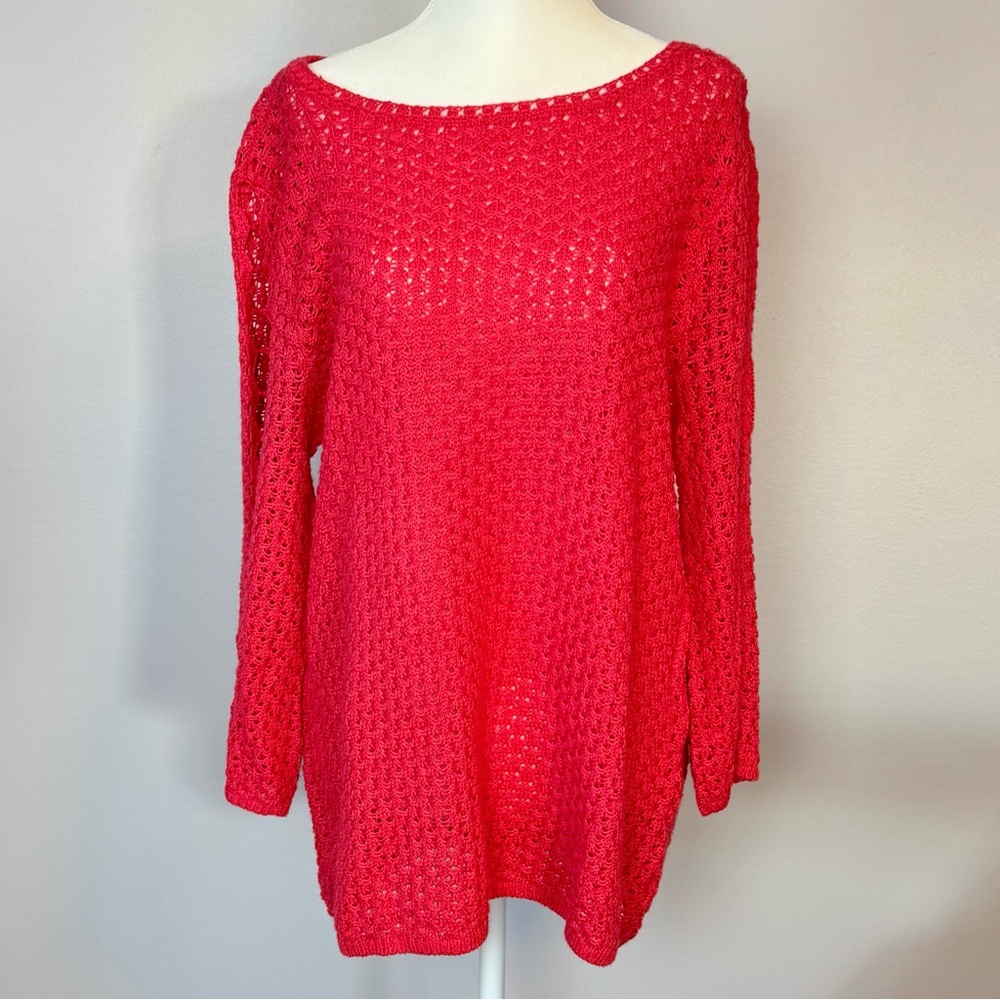 Chico's Vibrant CoralCrew Neck Sweater